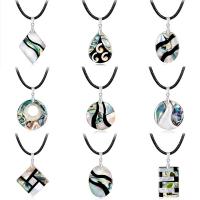 Zinc Alloy Necklace, with Waxed Nylon Cord & Abalone Shell, with 2inch extender chain, silver color plated, adjustable & for woman Approx 15.5 Inch 