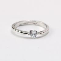 Anilo de dedo de latón, metal, Corazón, chapado en platina real, para mujer & con diamantes de imitación, tamaño:6-8, Vendido por UD