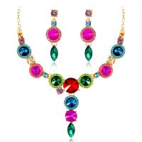 Zinc Alloy Wedding Set, earring & necklace, with Crystal, with 3.5inch extender chain, plated, for bridal & adjustable & with rhinestone Approx 15.5 Inch 