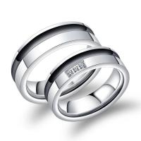 Titanium Steel Couple Ring & micro pave cubic zirconia, 6mm 