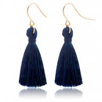 Zinc Alloy Tassel Earring, with Nylon Cord, gold color plated, for woman 31mm 