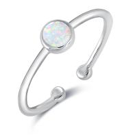 Brass Cuff Finger Ring, with Opal, plated, Adjustable & for woman US Ring .5 