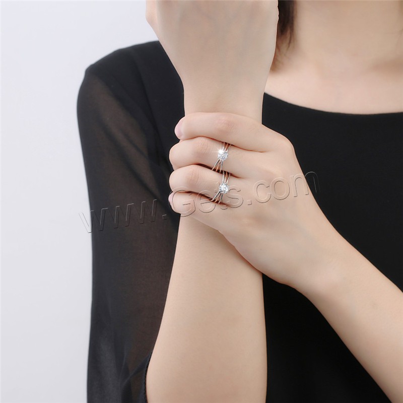Zirkonia Messing Finger Ring, plattiert, verschiedene Größen vorhanden & für Frau & mit kubischem Zirkonia, 7x7mm, verkauft von PC