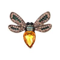 Zinc Alloy Brooch, with Glass, Insect, gold color plated, for woman & with rhinestone 