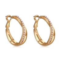 Zinc Alloy Hoop Earring, plated, for woman & with rhinestone lead & cadmium free 