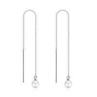 Brass Thread Through Earrings, with pearl, plated, for woman nickel, lead & cadmium free 