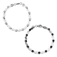 Stainless Steel Chain Bracelets, for woman & with rhinestone Approx 8 Inch 