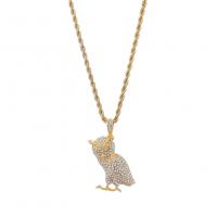 Zinc Alloy Sweater Chain Necklace, Owl, gold color plated, French Rope Chain & Unisex & with rhinestone 3mm Approx 24 Inch 