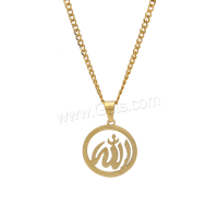 Stainless Steel Sweater Chain Necklace, Donut, gold color plated, Unisex & curb chain Approx 24 Inch 