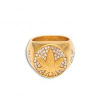 Men Stainless Steel Ring in Bulk, gold color plated & for man & with rhinestone 