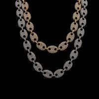 Zinc Alloy Necklace, plated, mariner chain & for man & with rhinestone Approx 16 Inch 