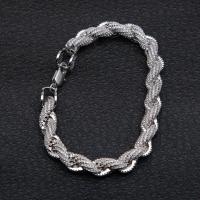 Brass Bracelet, real silver plated, twist oval chain & micro pave cubic zirconia & for man, 8mm Approx 8.2 Inch 