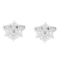 Zinc Alloy Cufflinks, Snowflake, silver color plated, Unisex & with rhinestone 