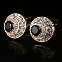 Brass Cufflinks, rose gold color plated, for man & with rhinestone 