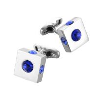 Brass Cufflinks, platinum color plated, for man & with rhinestone 