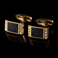 Brass Cufflinks, with Resin, gold color plated, for man & with rhinestone 