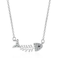 Harz Messing Halskette, mit Verlängerungskettchen von 1.37inch, Fischgräte, plattiert, für Frau & mit Strass, keine, 21x6mm, Länge:ca. 15.7 ZollInch, verkauft von Strang