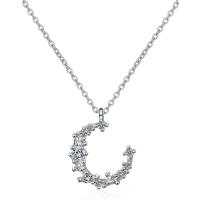 Rhinestone Brass Necklace, with 1.37inch extender chain, platinum plated, oval chain & for woman & with rhinestone, 16mm Approx 15.7 Inch 