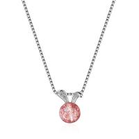 Brass Necklace, with Strawberry Quartz, with 1.37inch extender chain, platinum plated, box chain & for woman, 14mm Approx 15.7 Inch 