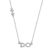 Sterling Silver Jewelry Necklace, 925 Sterling Silver, with 2inch extender chain, plated, oval chain & for woman & with rhinestone Approx 15.7 Inch 