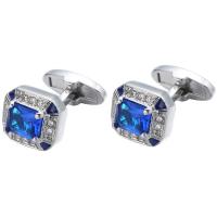 Brass Cufflinks, platinum color plated, for man & with cubic zirconia 