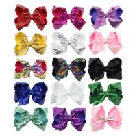 Stainless Steel Alligator Hair Clip, with Sequins & Cloth, Bowknot, for children 