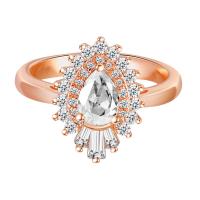 Cubic Zirconia Micro Pave Brass Finger Ring, rose gold color plated & micro pave cubic zirconia & for woman 