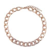 Zinc Alloy Chain Necklace, with 5cm extender chain, gold color plated, twist oval chain & for woman & with rhinestone, lead & cadmium free, 46mm Approx 15.75 Inch 