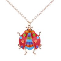Zinc Alloy Sweater Chain Necklace, with 5cm extender chain, Ladybug, plated, oval chain & for woman & enamel lead & cadmium free Approx 23.63 Inch 