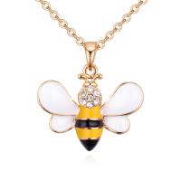 Rhinestone Zinc Alloy Necklace, with 5cm extender chain, Bee, gold color plated, Korean style & oval chain & for woman & enamel & with rhinestone lead & cadmium free Approx 15.75 Inch 