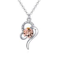 Crystal Zinc Alloy Necklace, with Czech Crytal, with 5cm extender chain, Heart, real silver plated, oval chain & for woman lead & cadmium free Approx 15.75 Inch 
