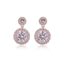 Cubic Zircon Brass Earring, sterling silver post pin, plated, for woman & with cubic zirconia 
