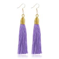 Zinc Alloy Tassel Earring, with Cotton, plated, for woman 