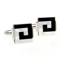 Brass Cufflinks, with Cats Eye & Black Agate & Shell & Abalone Shell, plated, Unisex 