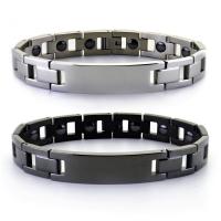 acier inoxydable bracelet, Plaqué de couleur d'argent, pour le couple, plus de couleurs à choisir, 12mm Environ 8.8 pouce, Vendu par brin