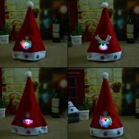 Vliesstoff Weihnachtsmütze, mit LED-Licht & Weihnachtsschmuck & verschiedene Stile für Wahl & verschiedene Muster für Wahl, rot, 250x360mm, verkauft von PC