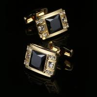 Brass Cufflinks, real gold plated, for man & with cubic zirconia 