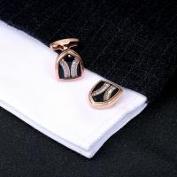 Brass Cufflinks, rose gold color plated, for man & with cubic zirconia 