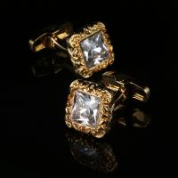 Brass Cufflinks, plated, for man & with cubic zirconia 