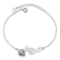 Sterling Silver Bracelets, 925 Sterling Silver, with 1.37inch extender chain, silver color plated & for woman, 8mm, 26mm Approx 6.3 Inch 