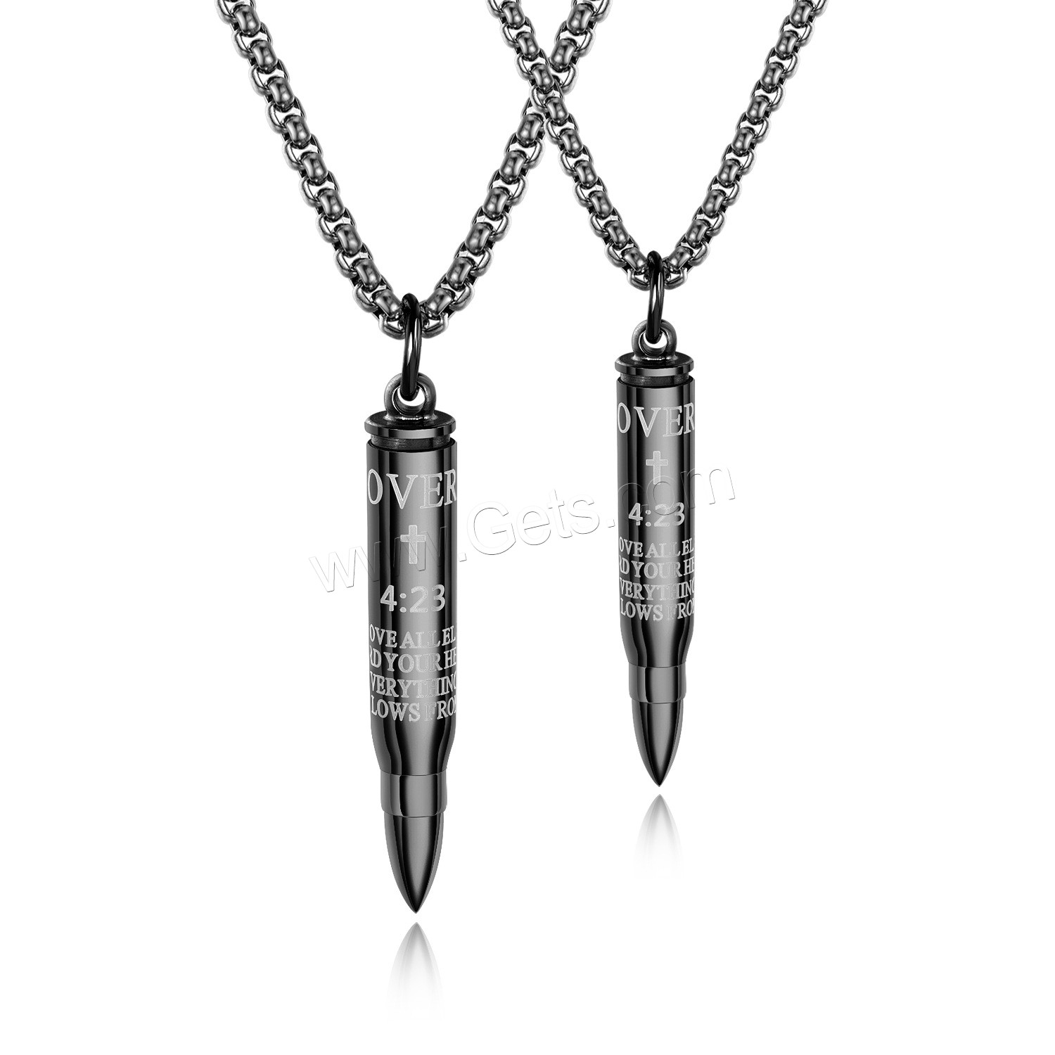 Titanium Steel Jewelry Necklace, Bullet, plated, can open and put into something & different size for choice & box chain & for man, more colors for choice, Length:Approx 21.5 Inch, Sold By Strand