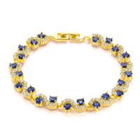 Cubic Zirconia Brass Bracelets, real gold plated, for woman & with cubic zirconia 7mm Approx 8 Inch 