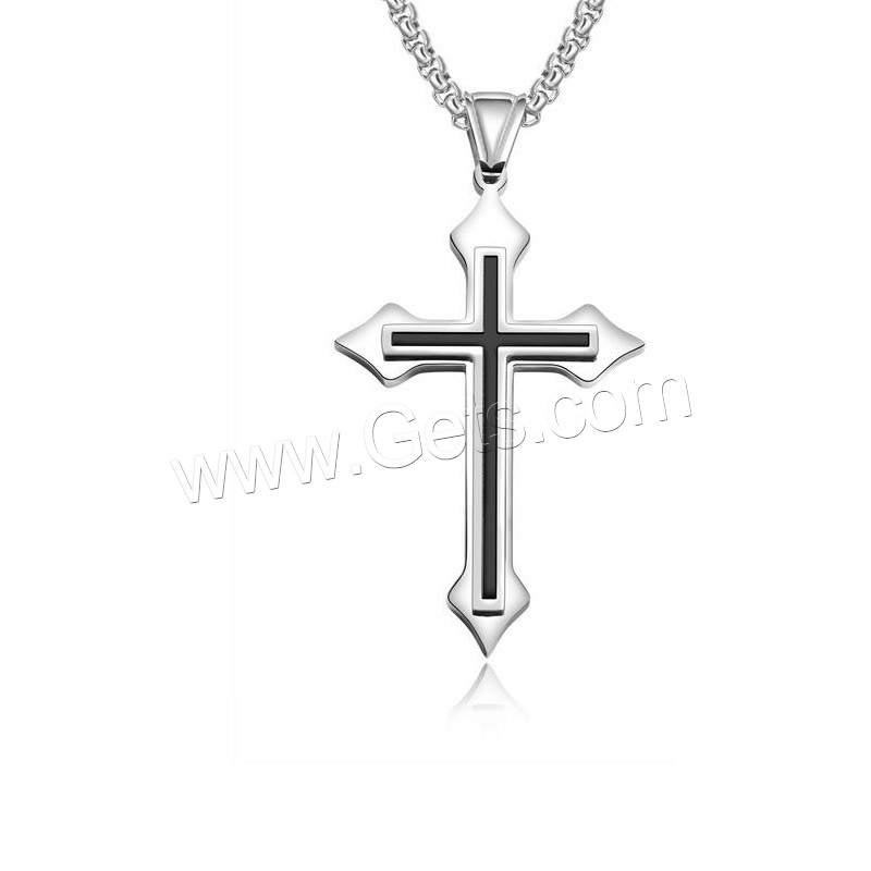 Titanium Steel Jewelry Necklace, Cross, plated, different size for choice & box chain & for man & epoxy gel, more colors for choice, Length:Approx 21.5 Inch, Sold By Strand