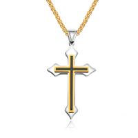 Titanium Steel Jewelry Necklace, Cross, plated & box chain & for man & epoxy gel Approx 21.5 Inch 