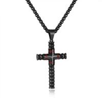 Titanium Steel Sweater Necklace, Cross, plated, box chain & for man 60mm Approx 23.5 Inch 