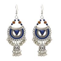Enamel Zinc Alloy Drop Earring, with Seedbead, antique silver color plated, for woman & with rhinestone 