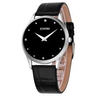 Sinobi® Men Jewelry Watch, Zinc Alloy, with PU Leather & Glass, Chinese movement, plated, Life water resistant & for man 40mm Approx 9.8 Inch 