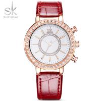 Women Wrist Watch, Zinc Alloy, with PU Leather & Glass, Japanese movement, plated, Life water resistant & for woman & with rhinestone 38mm Approx 8.6 Inch 