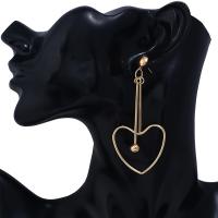 Zink Legierung Tropfen Ohrring, Zinklegierung, Herz, goldfarben plattiert, für Frau, 50x85mm, verkauft von Paar