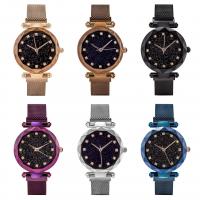 Uhrenarbänder für Frauen, Edelstahl, mit Zinklegierung Zifferblatt & Glas, plattiert, mit Strass, keine, 33x10mm, Länge:ca. 8 ZollInch, verkauft von PC